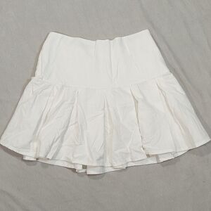 Urban Romantics White Cotton Skater Style Pleated Mini Skirt Medium